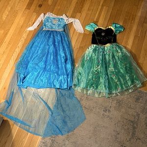 Frozen Anna & Elsa Halloween Dress Up Costumes - size 7/8 130-140